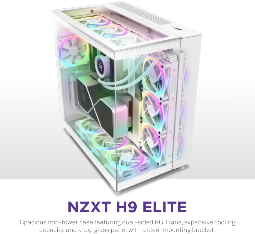 NZXT H9 Elite Premium Dual-Chamber Mid-Tower Tempered Glass Gaming Case NZXT H9 Elite Premium Dual-Chamber Mid-Tower Tempered Glass Gaming Case